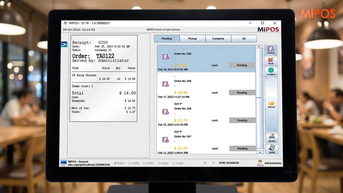 Close up of user-friendly POS software features and menu interface.