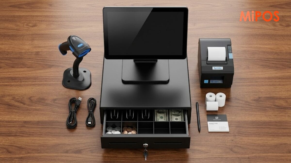 Complete retail hardware bundle including modern POS system components